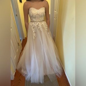 Baby pink floral prom dress